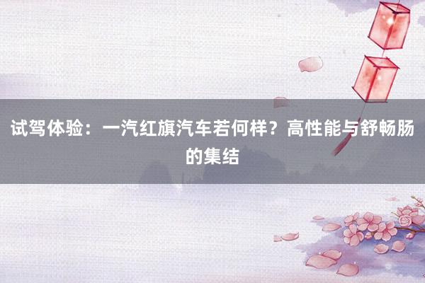 试驾体验：一汽红旗汽车若何样？高性能与舒畅肠的集结