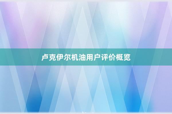 卢克伊尔机油用户评价概览